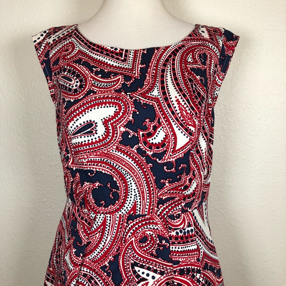 Tommy Hilfiger red white blue paisley dress size 6